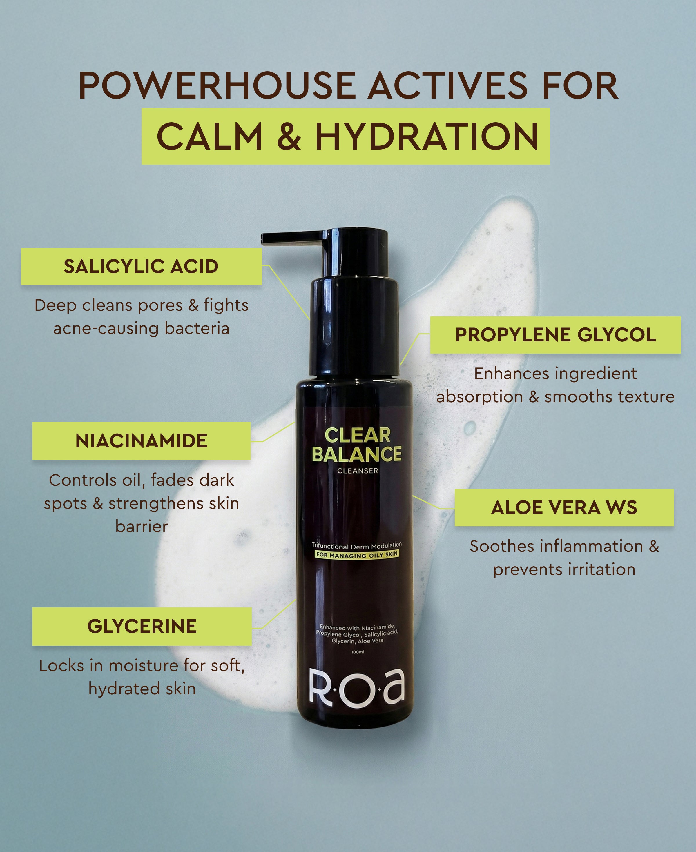 ROA SKINCARE CLEAR BALANCE CLEANSER FOR OILY ACNE PRONE SKIN