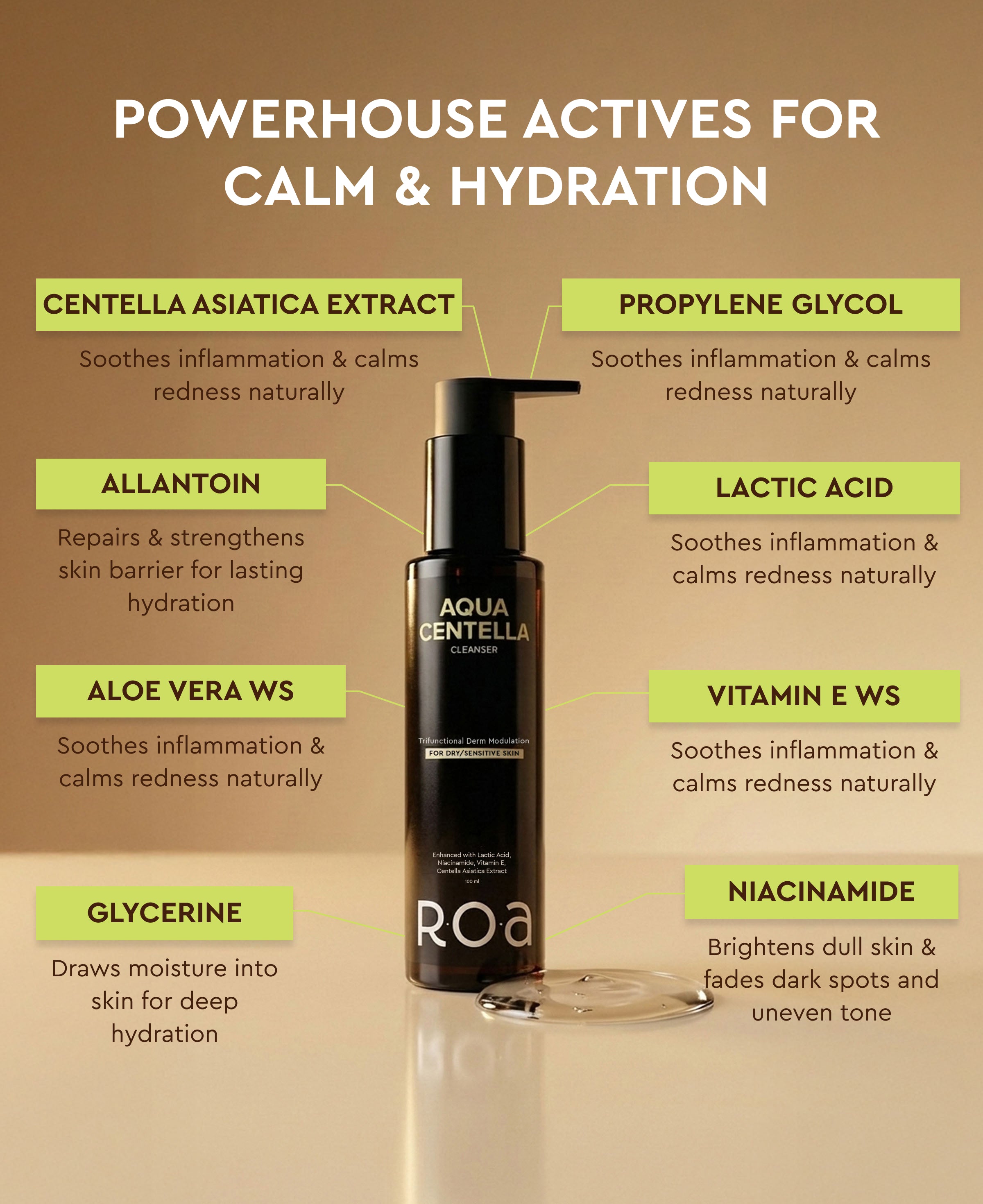 ROA SKINCARE AQUA CENTELLA CLEANSER FOR DRY OR SENSITIVE SKIN